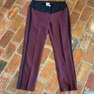 ASOS Maternity Wine with black Tuxedo stripe under the bump Pants size 6